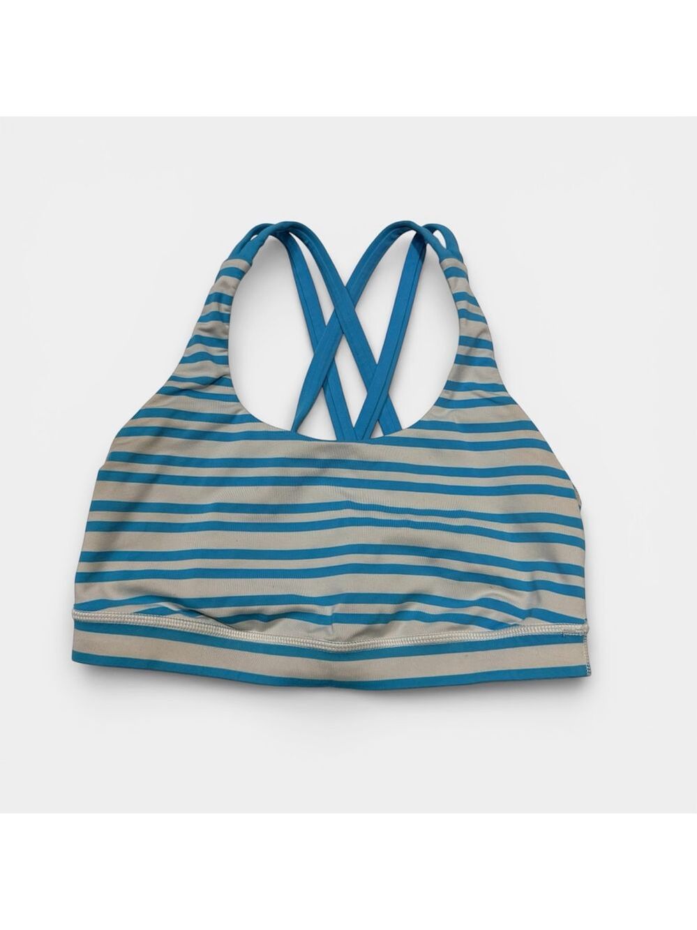 LULULEMON Energy Bra Twin Stripe Spry Blue Sports Bra, Athletic Bra, Sz 6 - Picture 2 of 13